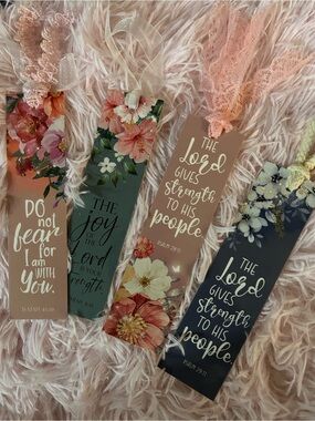 Floral Scripture Ribbon Bookmarks - Set of 4